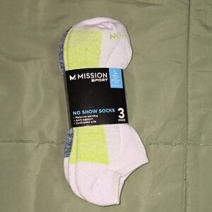 Mission Sport Unisex No Show Socks -3pk